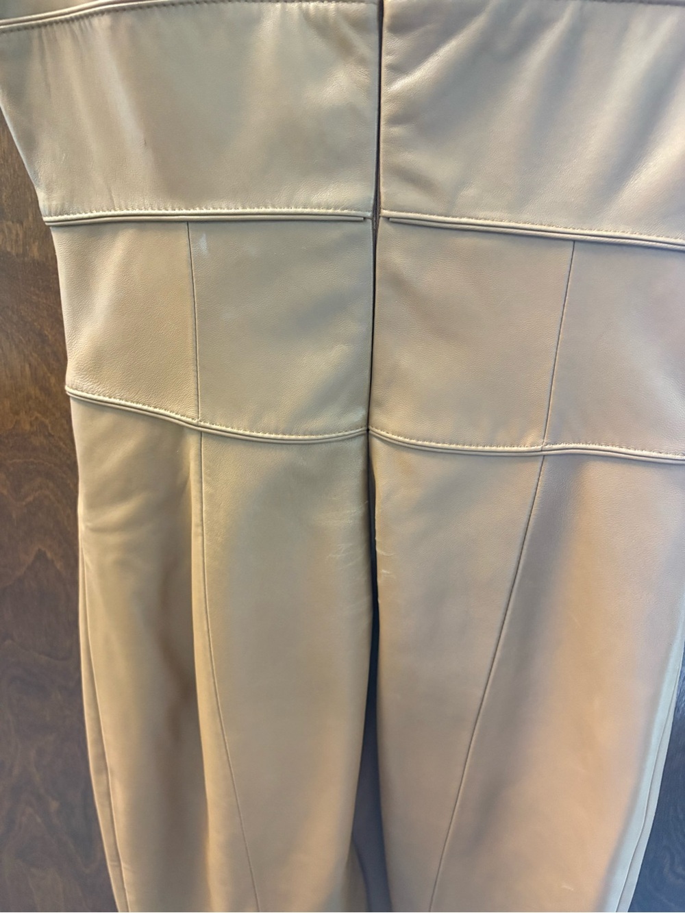 Leather Sleeveless Sheath Dress in Camel - Picture 3 of 5